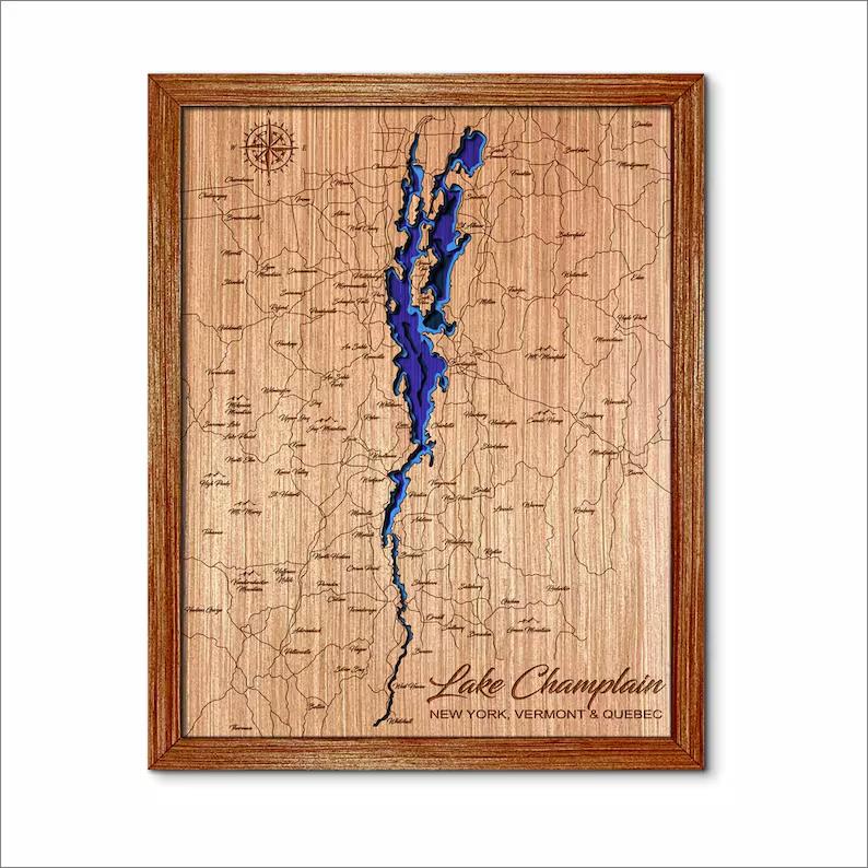 Lake Champlain in New York, Vermont, and Canada Depth Map