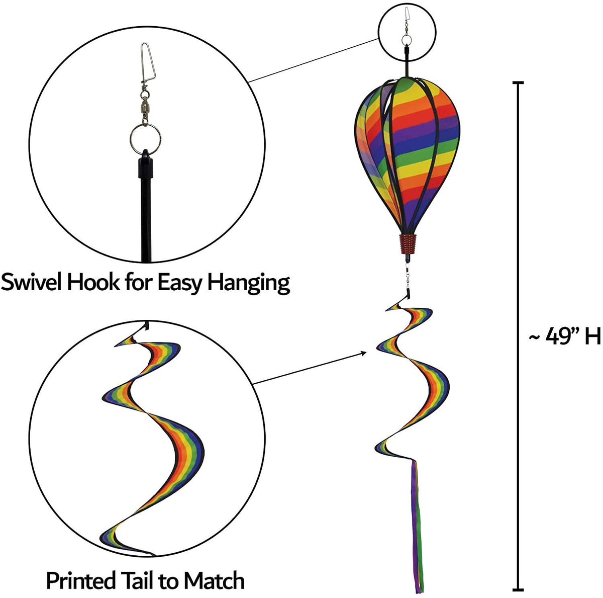 Rainbow Swirl 6 Panel Hot Air Balloon