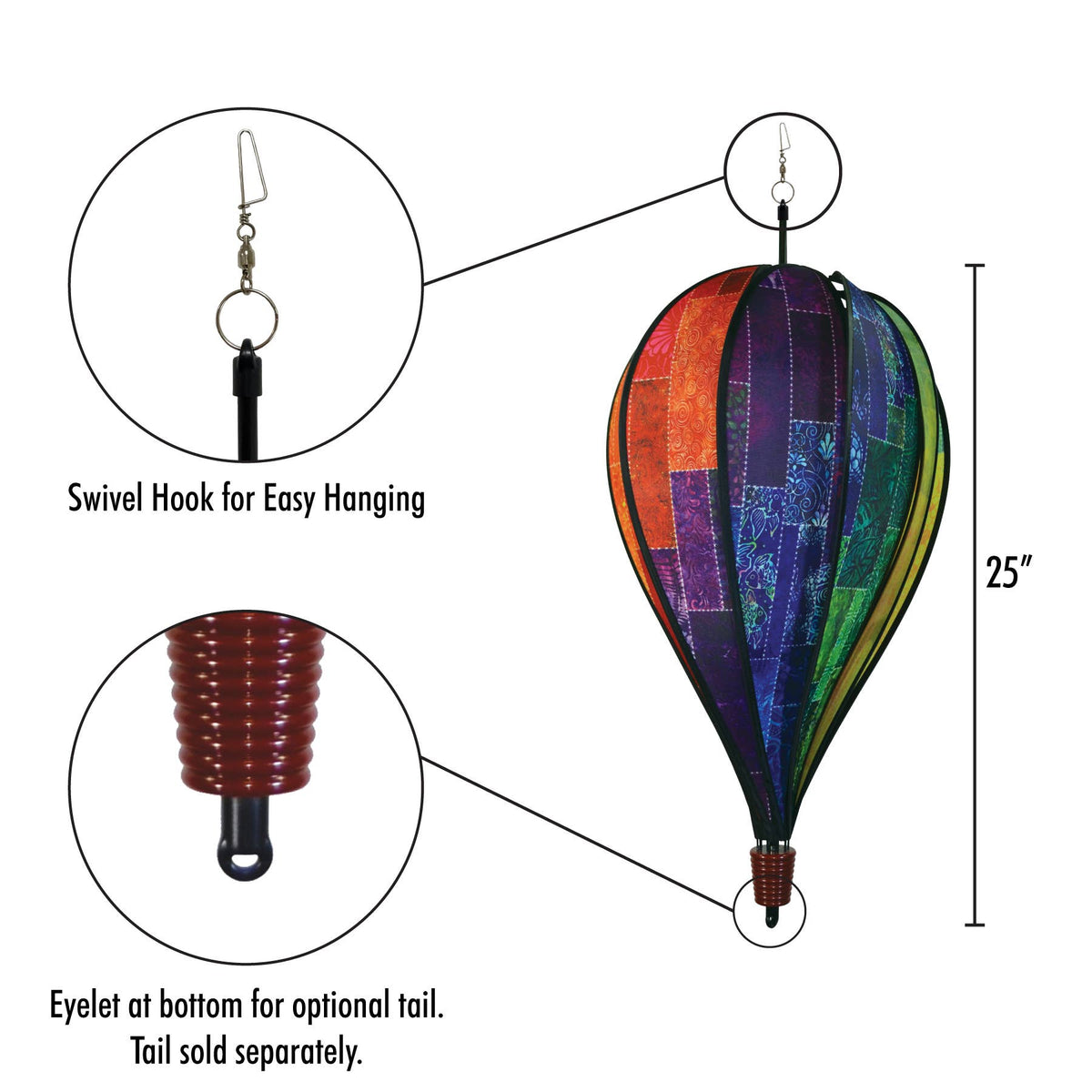 Batik Quilt 10 Panel Hot Air Balloon Spinner