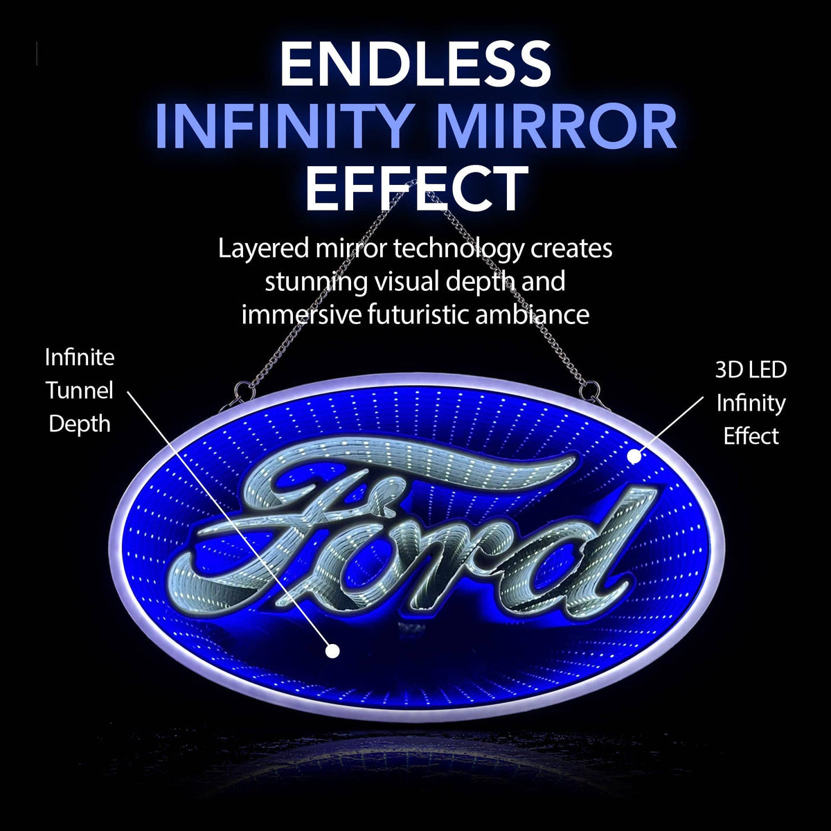 Officially Licensed Ford Built Tough Infinity Mirror LED