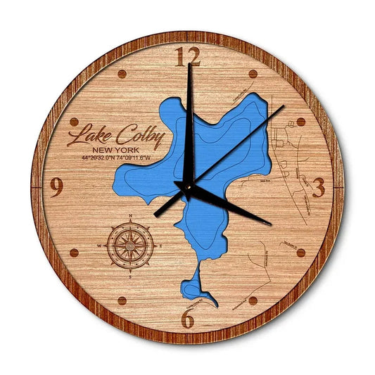 Lake Colby Franklin New York 14in Layered Map Clock