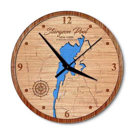 Sturgeon Pool in Rifton New York 14in Layered Map Clock