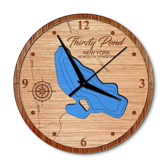 Thirsty Pond New York 14in Layered Map Clock