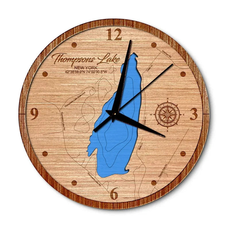Thompsons Lake, New York 14in Layered Map Clock