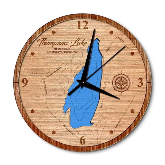 Thompsons Lake, New York 14in Layered Map Clock