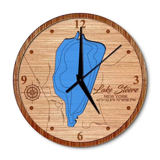 Lake Steere, New York 14in Layered Map Clock