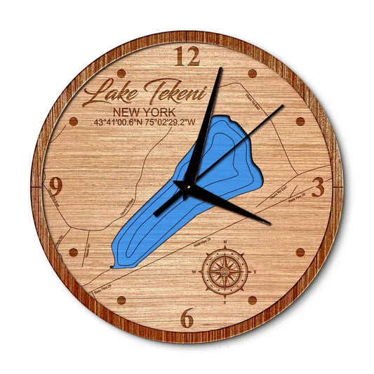 Lake Tekeni, New York 14in Layered Map Clock