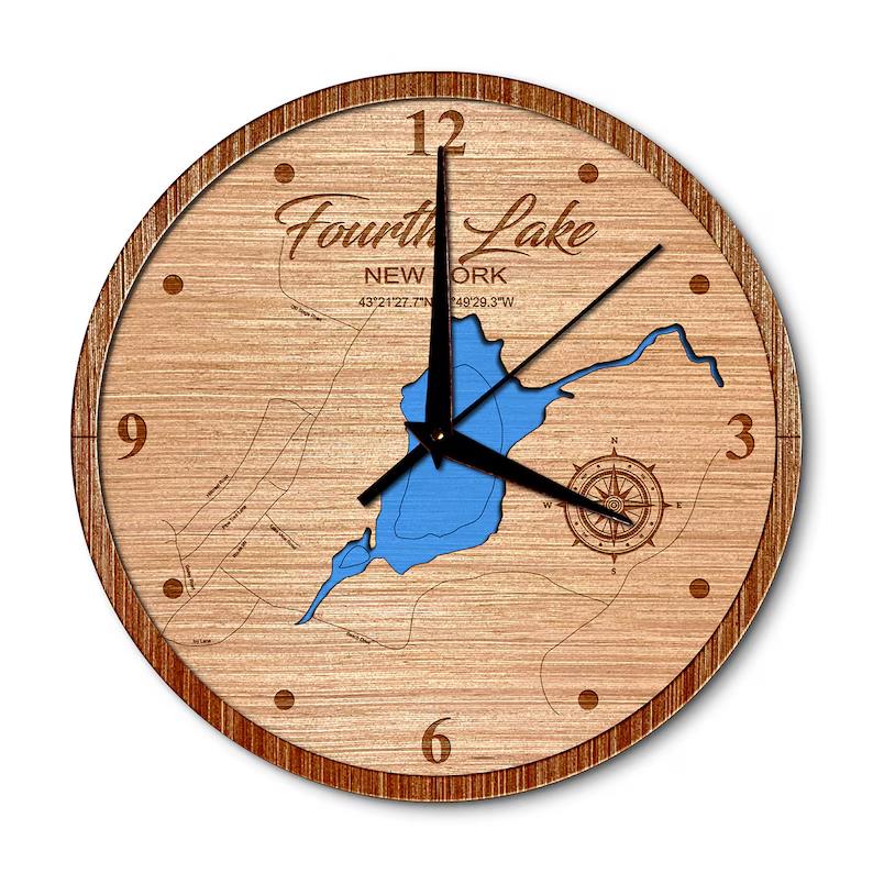 Fourth Lake in (Warren County) New York 14in Layered Map Clock