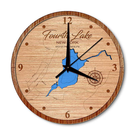 Fourth Lake in (Warren County) New York 14in Layered Map Clock