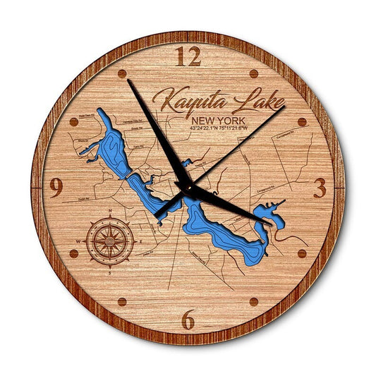 Kayuta Lake, New York 14in Layered Map Clock