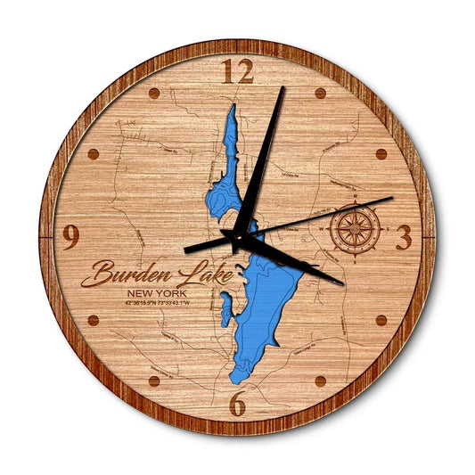 Burden Lake, New York 14in Layered Map Clock
