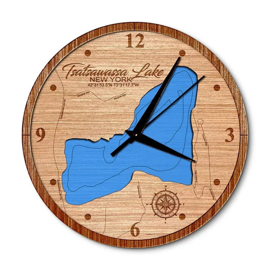 Tsatsawassa Lake, New York 14in Layered Map Clock