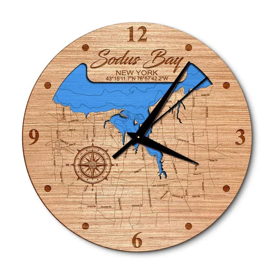 Sodus Bay, New York 14in Layered Map Clock