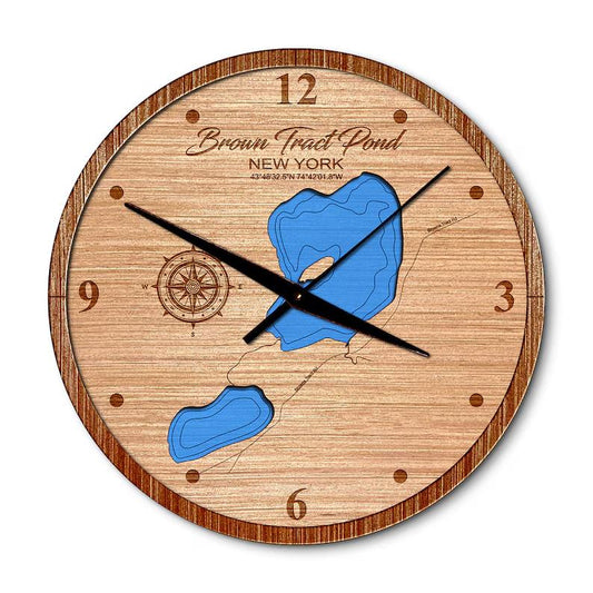 Brown Tract Pond, New York 14in Layered Map Clock