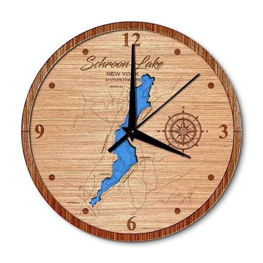 Schroon Lake, New York 14in Layered Map Clock
