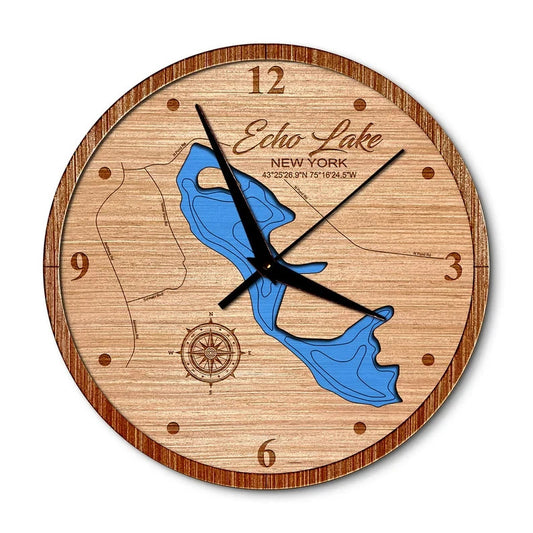 Echo Lake, New York 14in Layered Map Clock