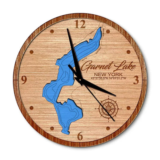 Garnet Lake, New York 14in Layered Map Clock