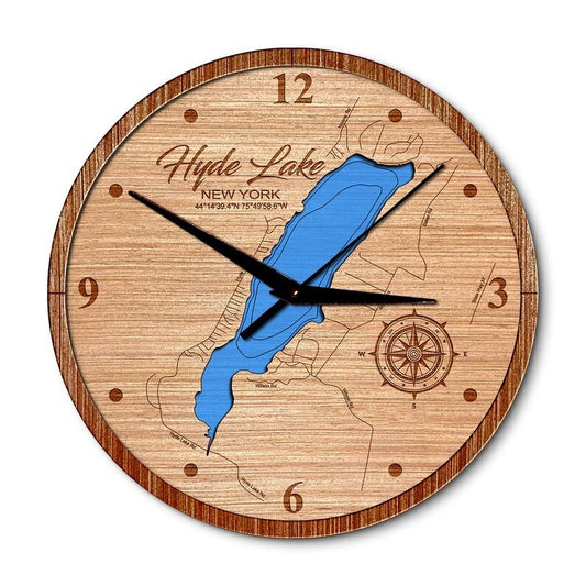 Hyde Lake, New York 14in Layered Map Clock