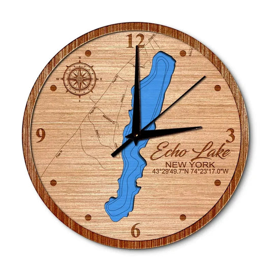 Echo Lake(Speculator), New York 14in Layered Map Clock