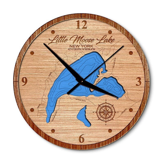 Little Moose Lake, New York 14in Layered Map Clock