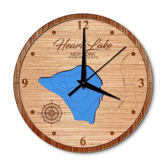 Heart Lake in North Elba, New York 14in Layered Map Clock