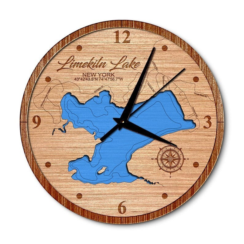 Limekiln Lake, New York 14in Layered Map Clock