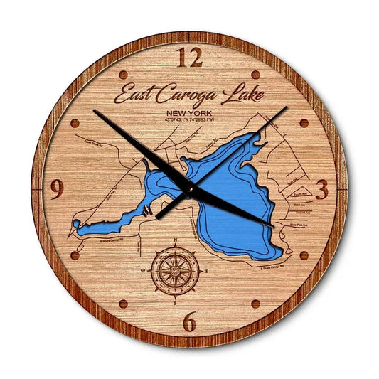 East Caroga Lake, New York 14in Layered Map Clock