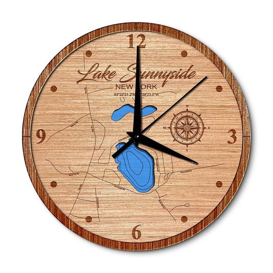 Lake Sunnyside, New York 14in Layered Map Clock