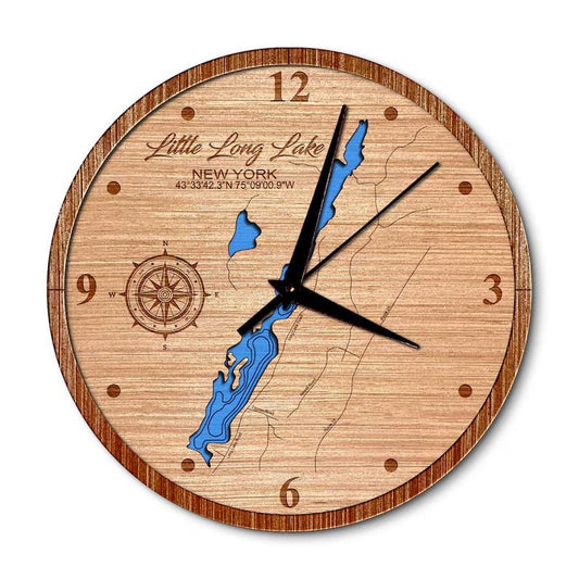 Little Long Lake, New York 14in Layered Map Clock