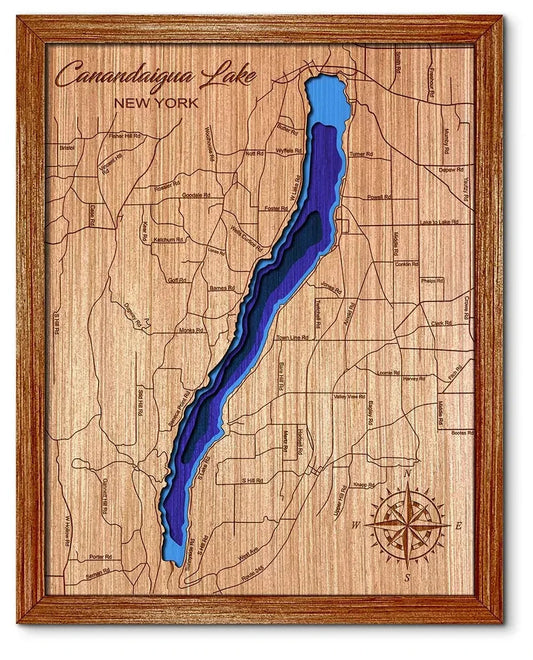 Canandaigua Lake, New York Depth Map  Wall Decor