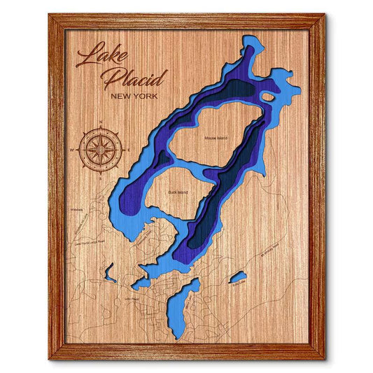 Lake Placid, New York Depth Map -