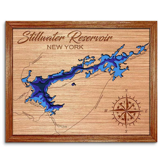 Stillwater Reservoir, New York Depth Map  Wall Decor