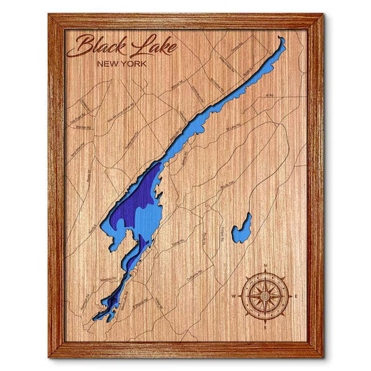 Black Lake, New York Depth Map   Wall Decor