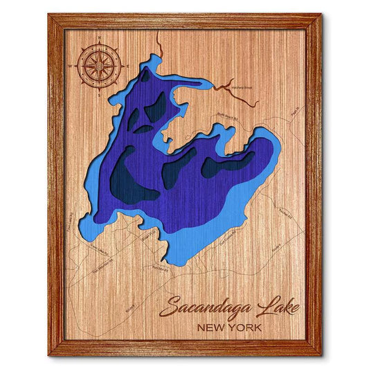 Sacandaga Lake, New York Depth Map Wall Decor