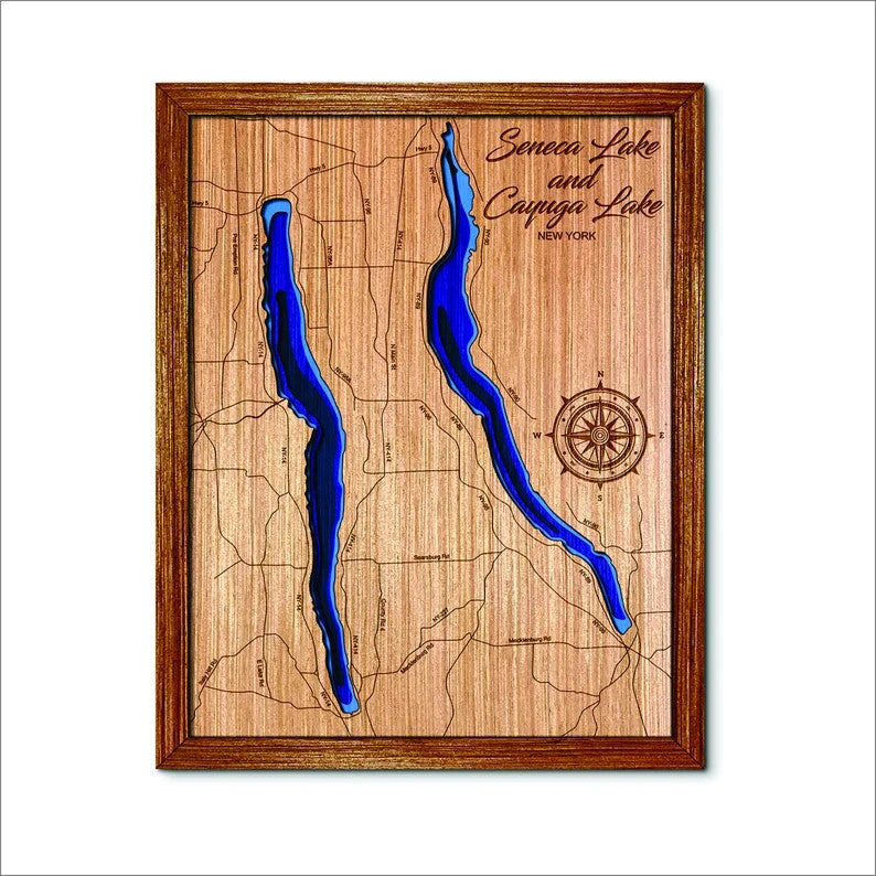 Seneca & Cayuga Lake, New York Depth Map