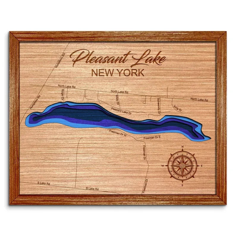 Pleasant Lake, Champion New York Depth Map  Wall Decor