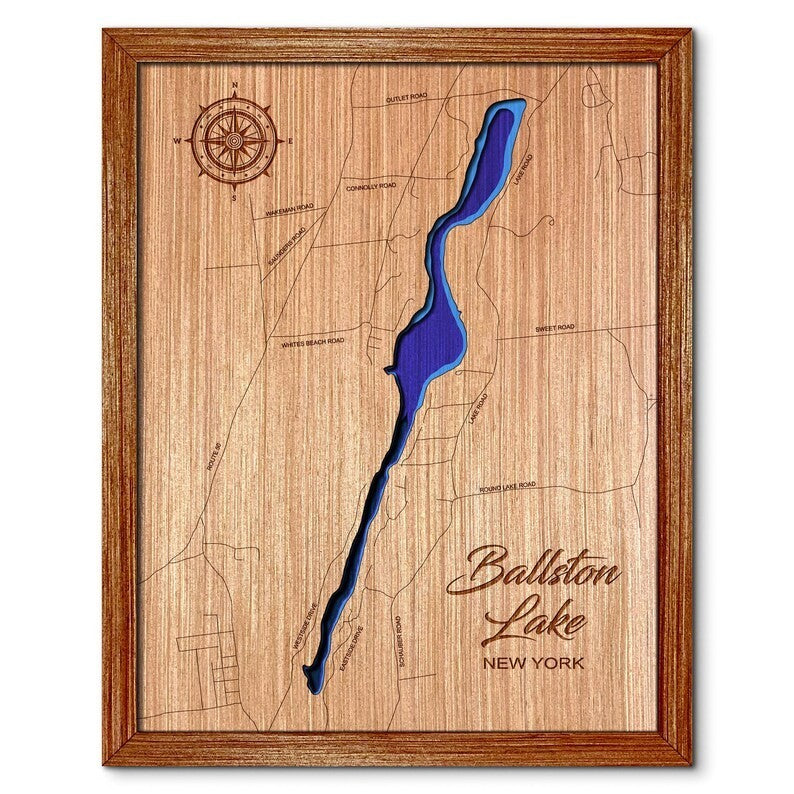 Ballston Lake, New York Depth Map Wall Decor