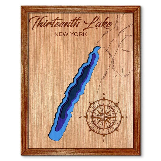 Thirteenth Lake, New York Depth Map Wall Decor