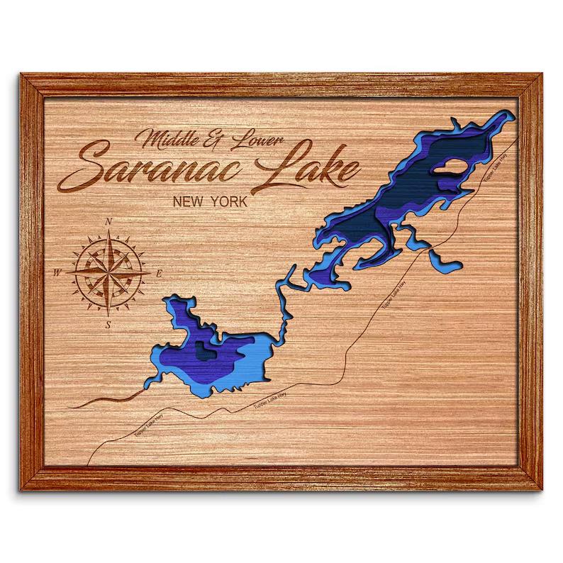 Middle and Lower Saranac Lake, New York Depth Map