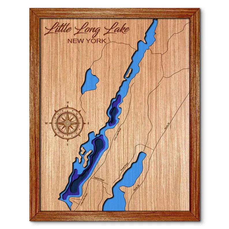 Little Long Lake, New York Depth Map -Wall Decor