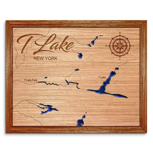T Lake and T Falls, New York Depth Map Wall Decor