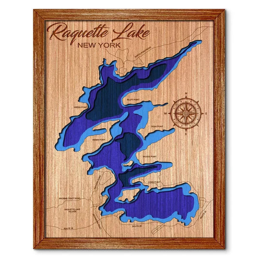 Raquette Lake, New York Depth Map Wall Decor