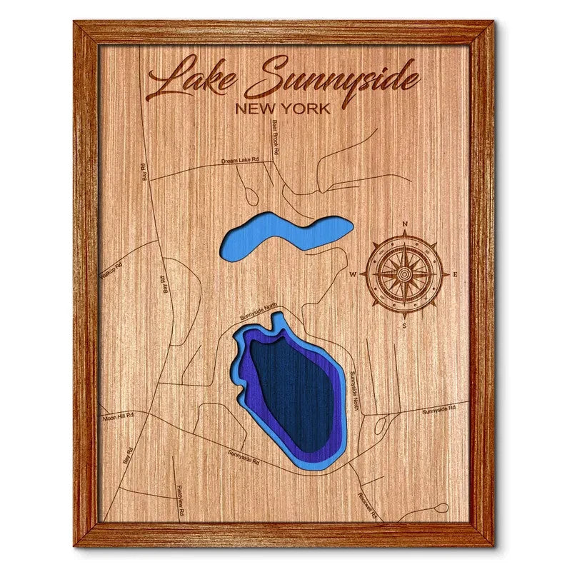 Lake Sunnyside, New York Depth Map Wall Decor
