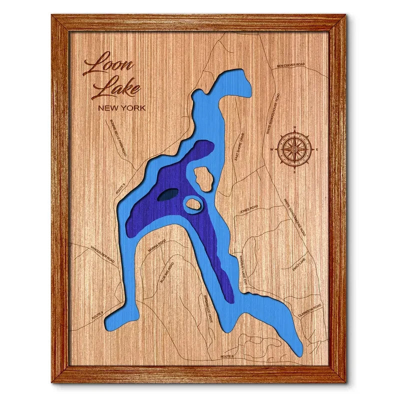 Loon Lake in Chestertown, New York Depth Map Wall Decor