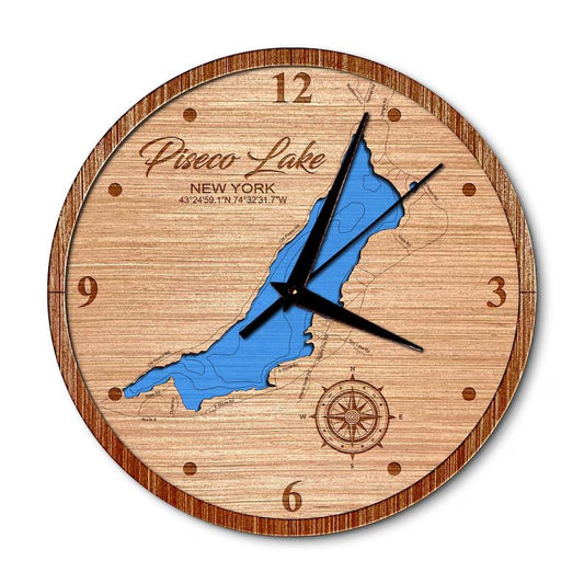 Piseco Lake, New York 14in Layered Map Clock