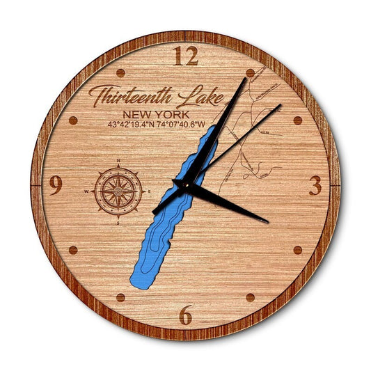 Thirteenth Lake New York 14in Layered Map Clock