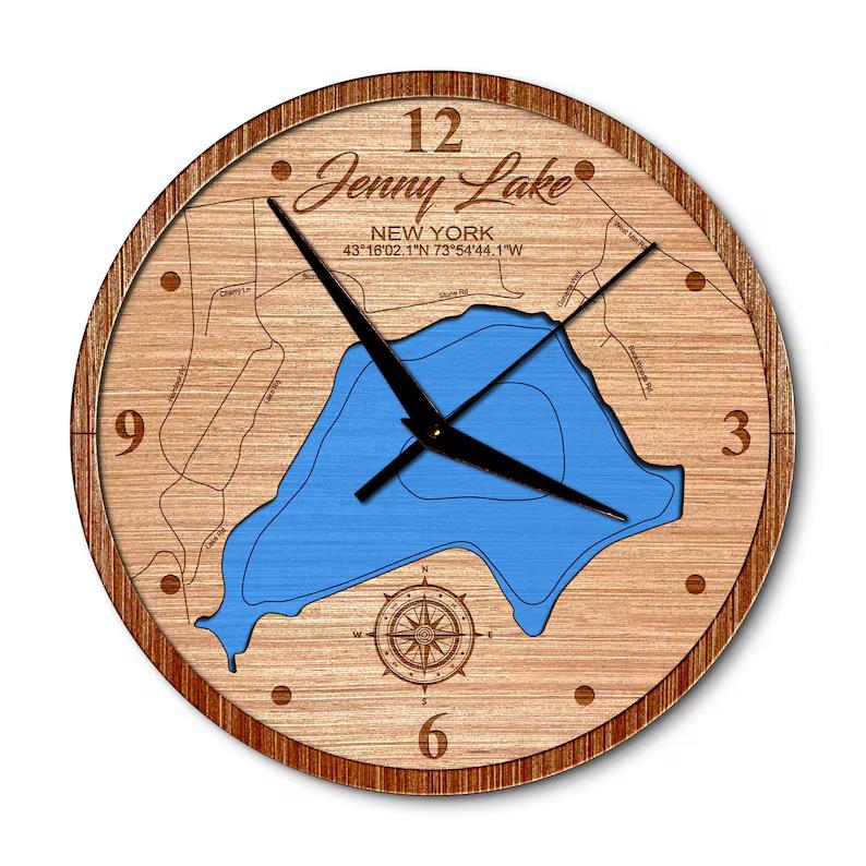 Jenny Lake, New York 14in Layered Map Clock