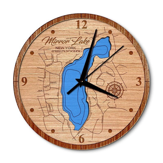 Mirror Lake New York 14in Layered Map Clock