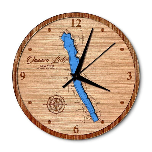 Owasco Lake New York 14in Layered Map Clock