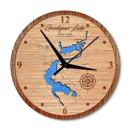 Goodyear Lake, New York 14in Layered Map Clock